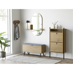 Scarpiera Barco in effetto rovere con struttura in acciaio 62x26x118 cm