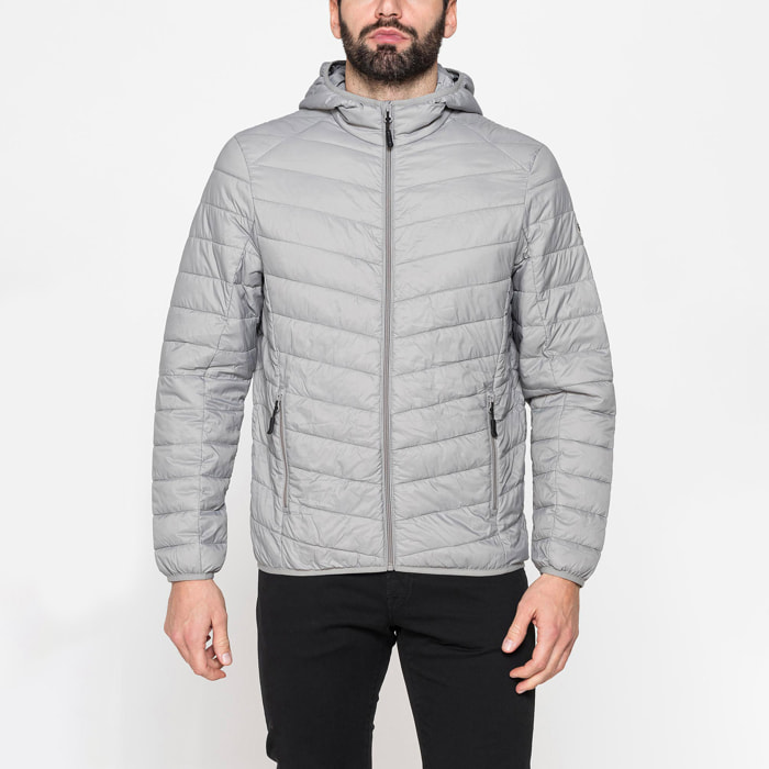 GIUBBINO MANICA LUNGA CON CAPPUCCIO ULTRA LIGHT - TESSUTO ED IMBOTTITURA IN MATERIALE RICICLATO