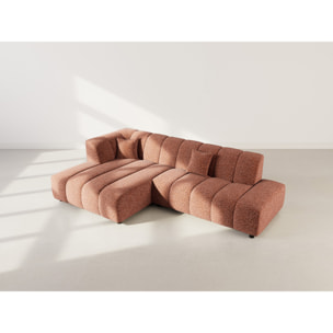 Curtis - canapé d'angle gauche 4 places sans accoudoir en tissu texturé - Terracotta