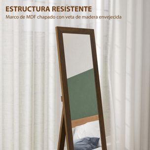 Espejo de Pie Cuerpo Entero 157x37 cm, Espejo de Cuerpo Entero con Soporte, 3 Formas de Uso, Independiente, Montaje Pared y Apoyado, para Salón, Entrada, Dormitorio