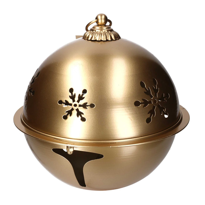 Campanello in metallo con fiocchi di neve oro cm ø43h46