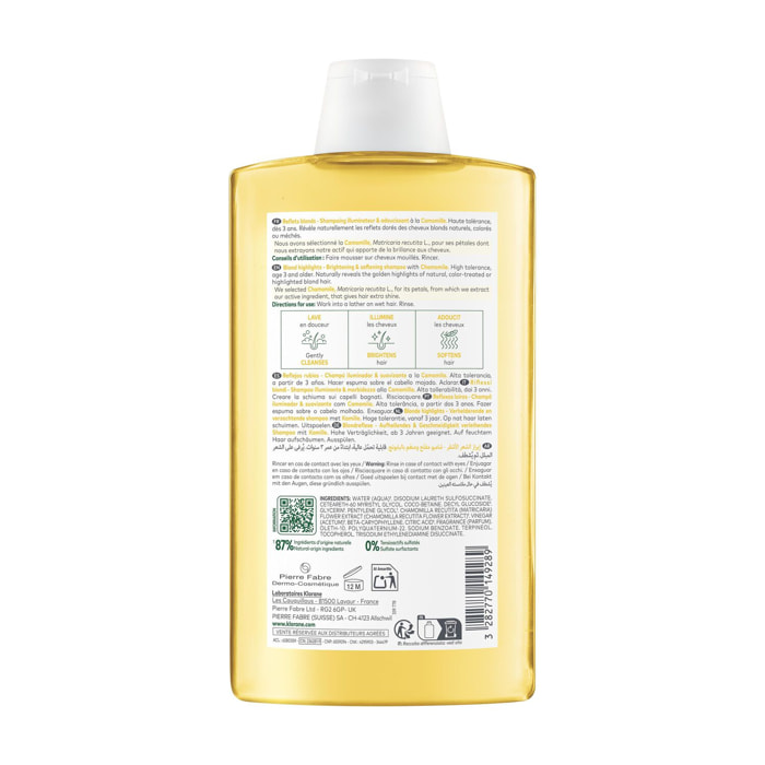 Camomille Bio - Shampoing Blondissant et Illuminateur - Cheveux Blonds