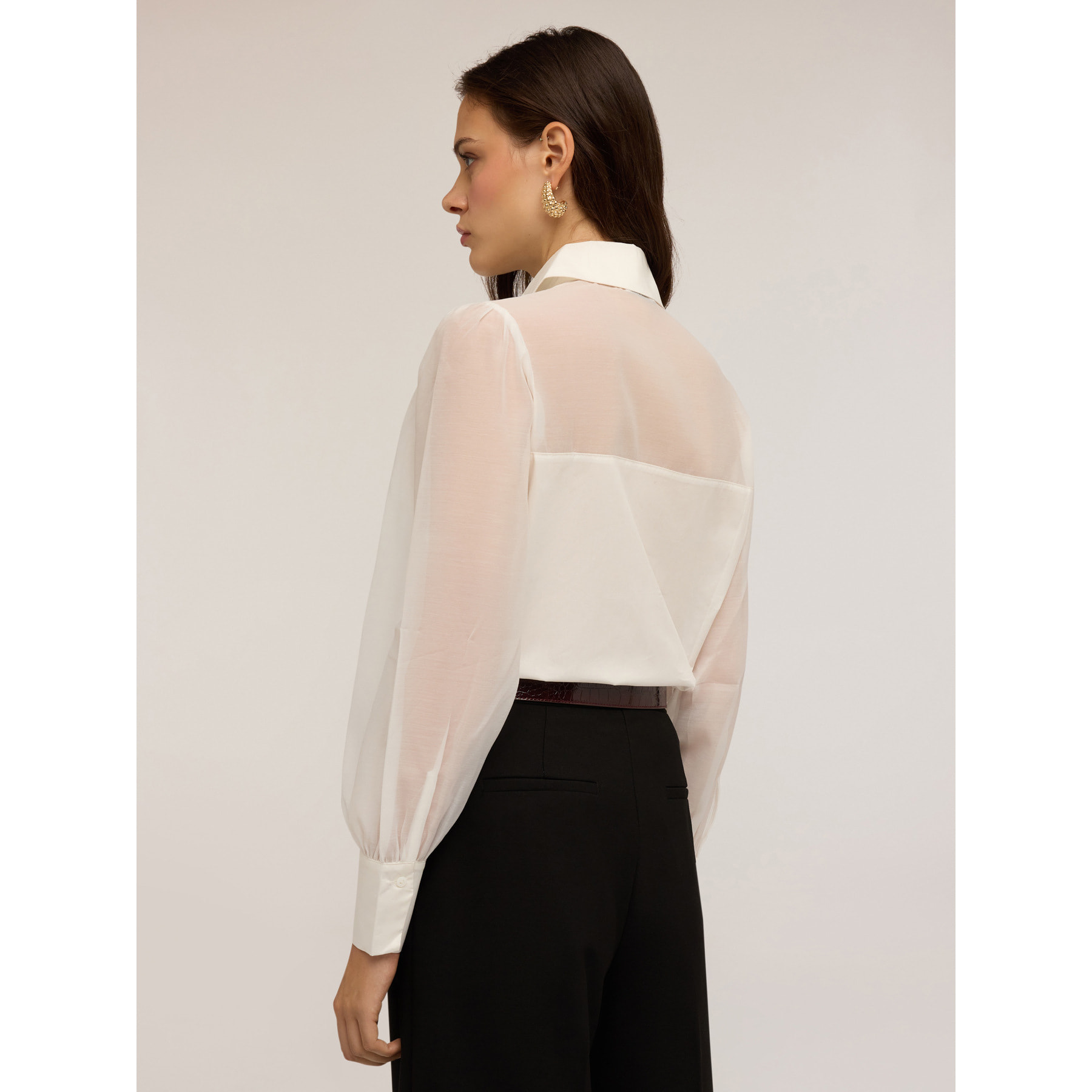 Motivi - Camicia con inserti in organza - Bianco