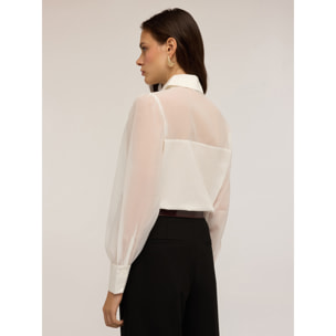 Motivi - Camicia con inserti in organza - Bianco