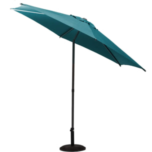 Parasol droit rond "Soya" bleu canard D2,7m en acier