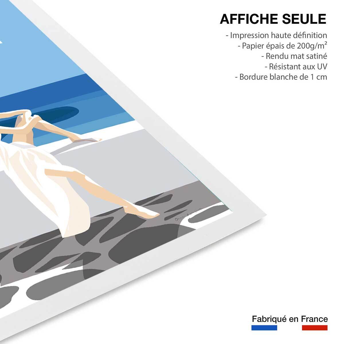 Affiche voyage le bleu de Santorin Affiche seule