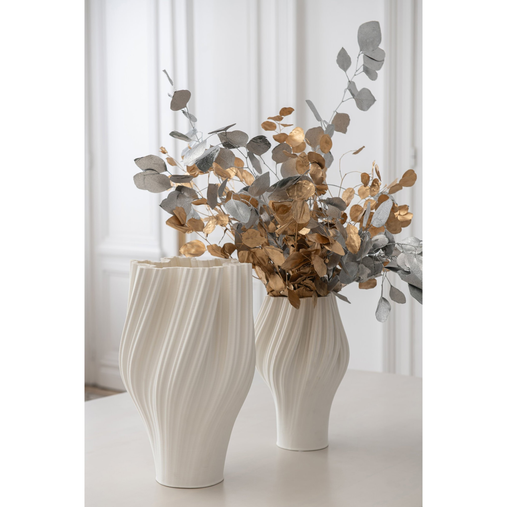 J-Line Vase Impression 3D - grès - blanc - large