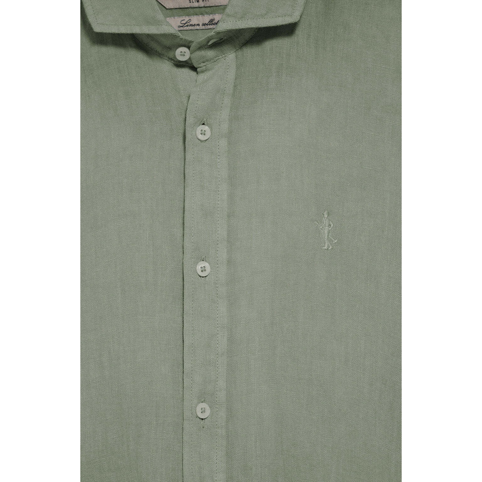 Camicia vede militare in lino tinta in capo con ricamo Rigby Go