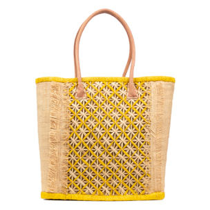 Villafrati bolso de hombro mujer. Fabricado en rafia y paja, con asas de cuero.