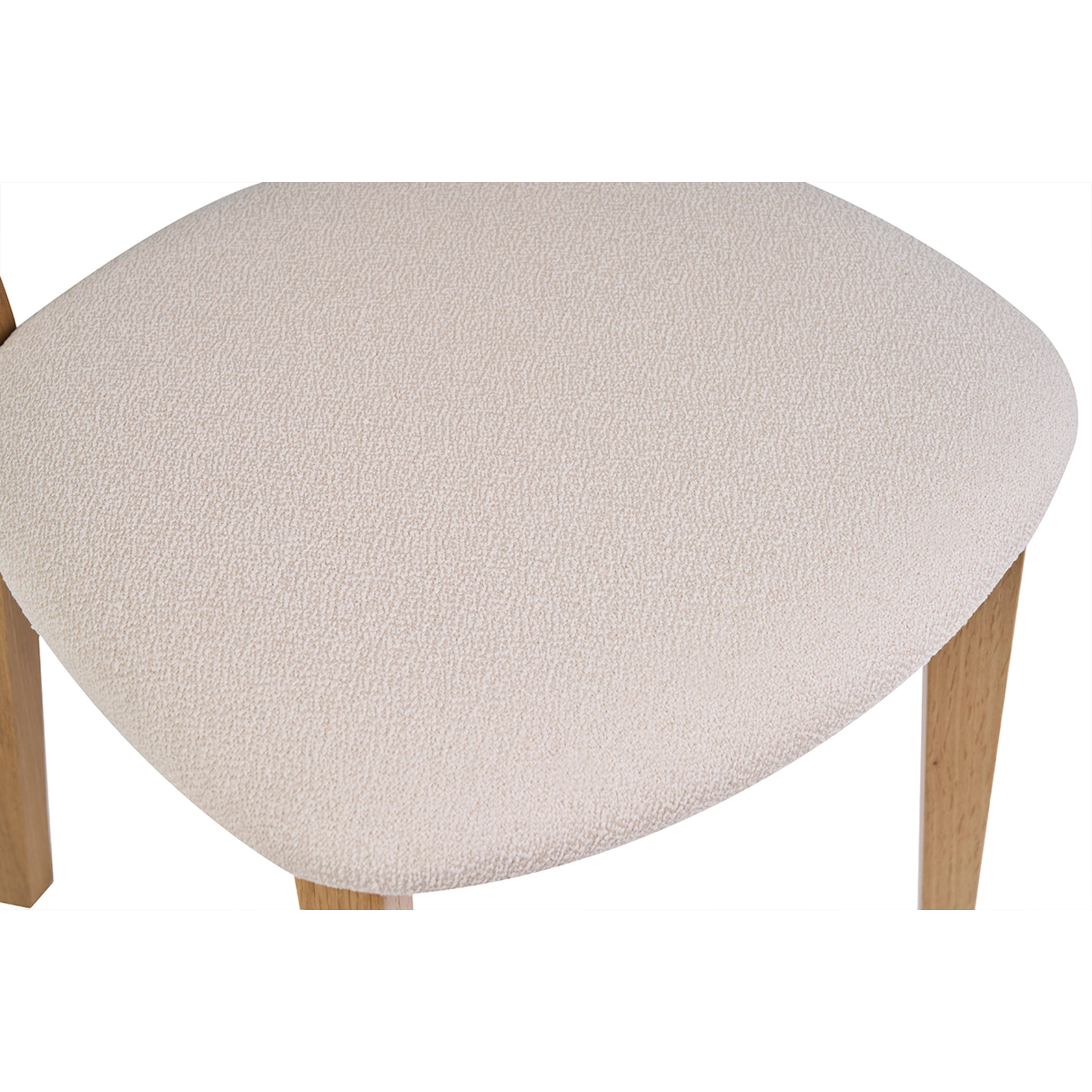 Chaises vintage en bois clair chêne et tissu effet laine bouclée blanc (lot de 2) LUCIA