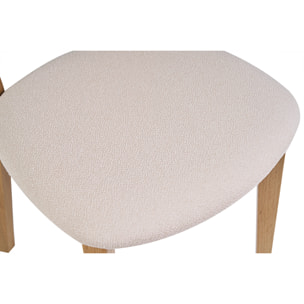 Chaises vintage en bois clair chêne et tissu effet laine bouclée blanc (lot de 2) LUCIA