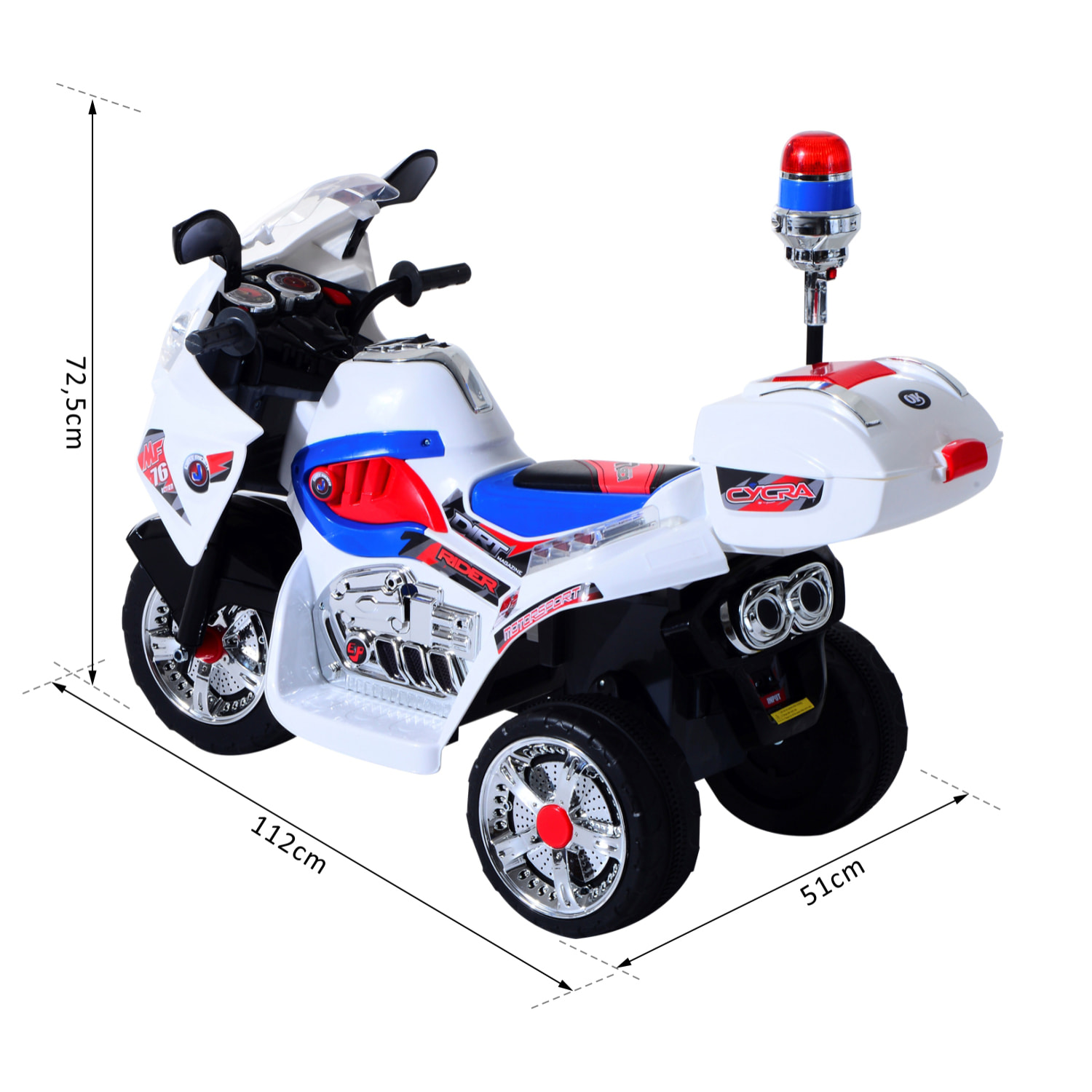 Moto scooter électrique pour enfants modèle policier fonctions sirène et gyrophare à partir de 3 ans