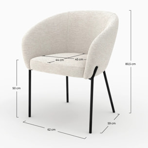 Chaise en tissu blanc chiné - Andy