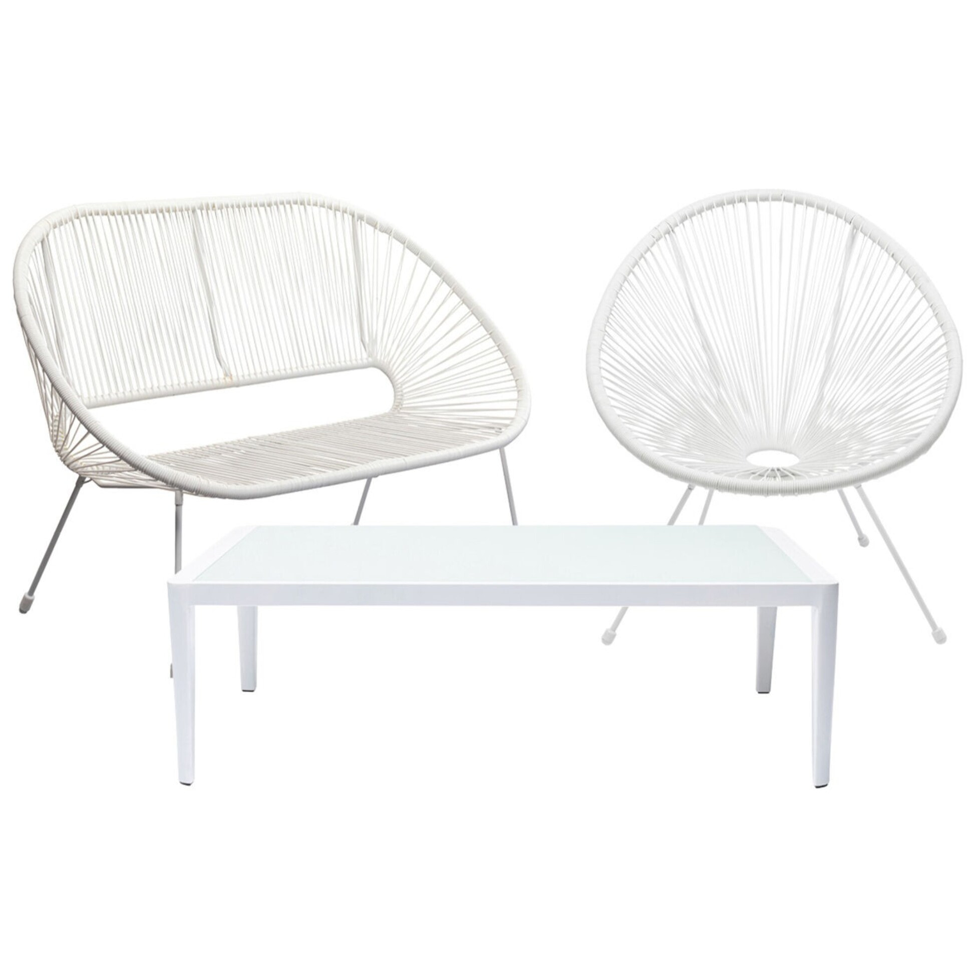 Ensemble de jardin Acapulco Tiki set de 3 blanc Kare Design