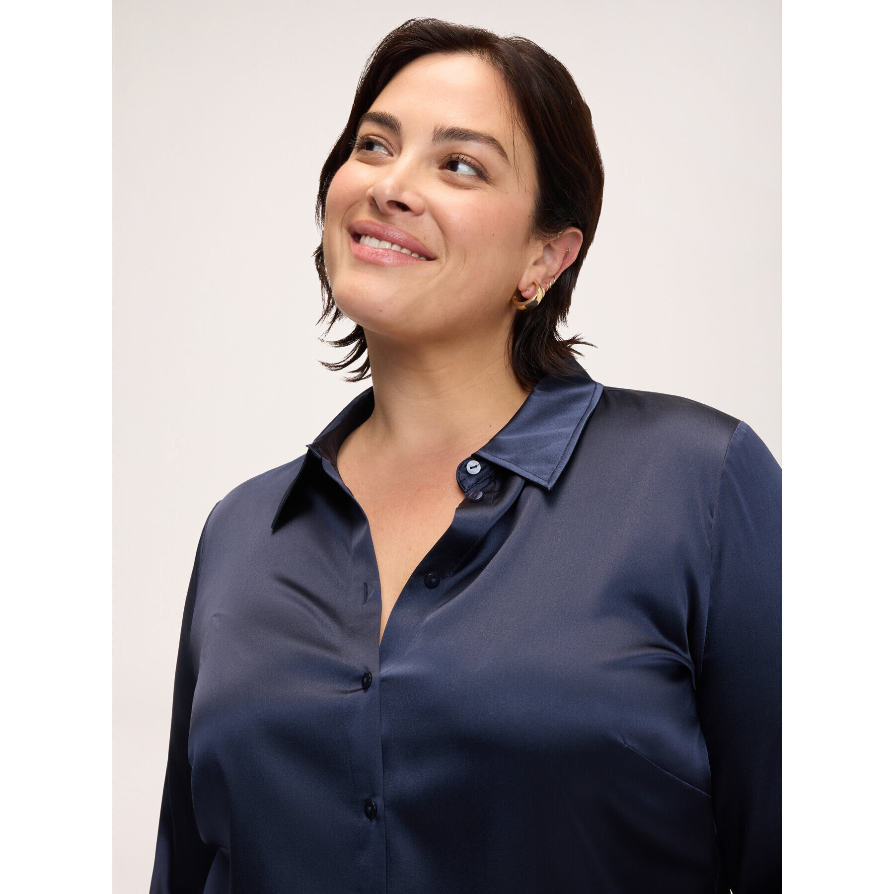 Fiorella Rubino - Camicia in seta stretch con colletto classico - Blu