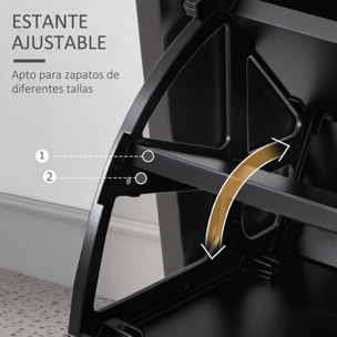 Conjunto de Recibidor de Entrada con Espejo, Perchero y Zapatero, Muebles de Recibidor de 2 Piezas con 6 Ganchos, Estante y Cajón, para Pasillo, Negro