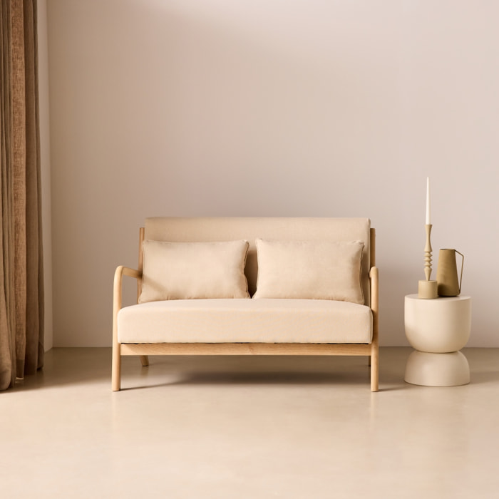 Banquette scandinave 2 places bois et tissu LORENS