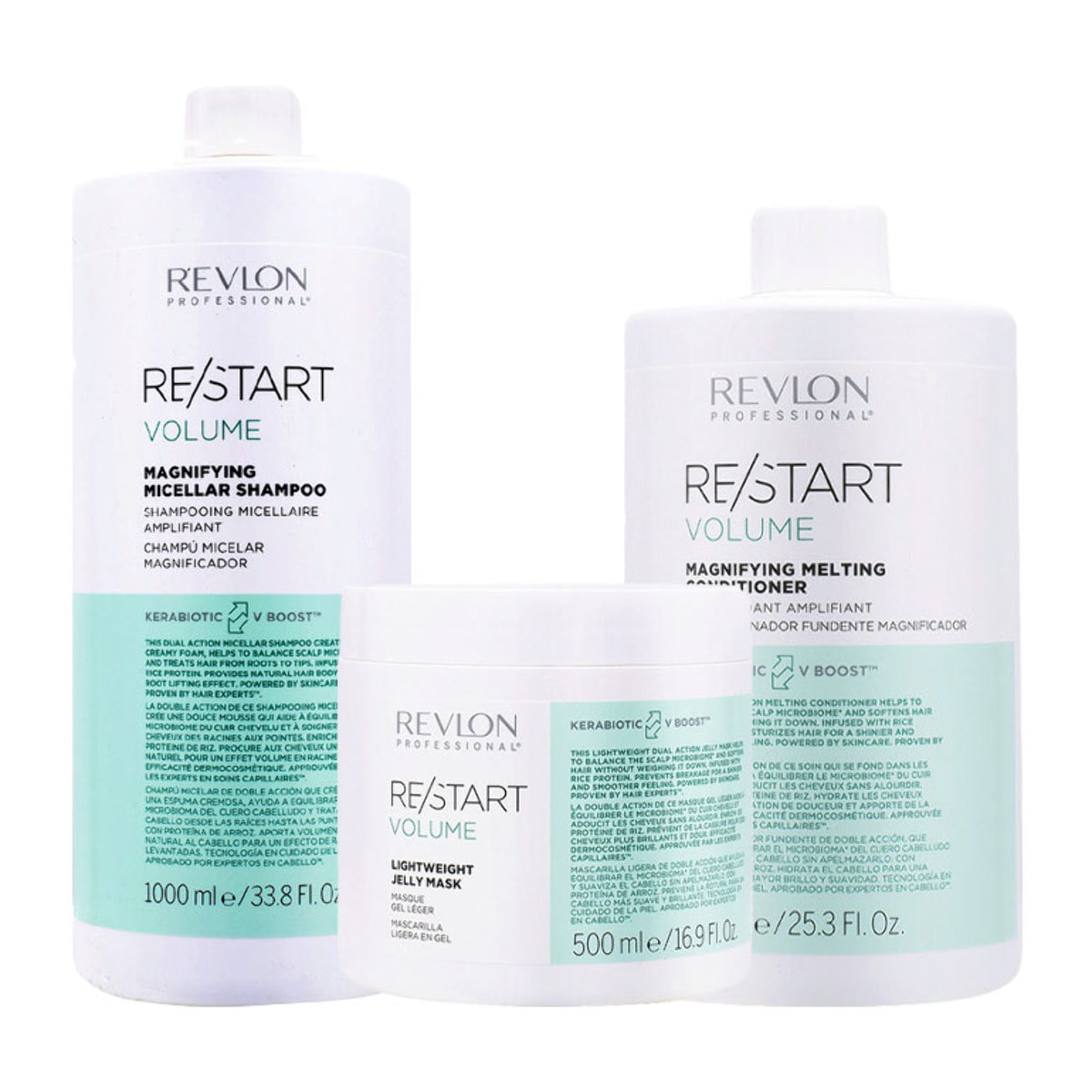 REVLON PROFESSIONAL Kit Restart Volume Shampoo 1000ml + Mask 500ml + Conditioner 750ml