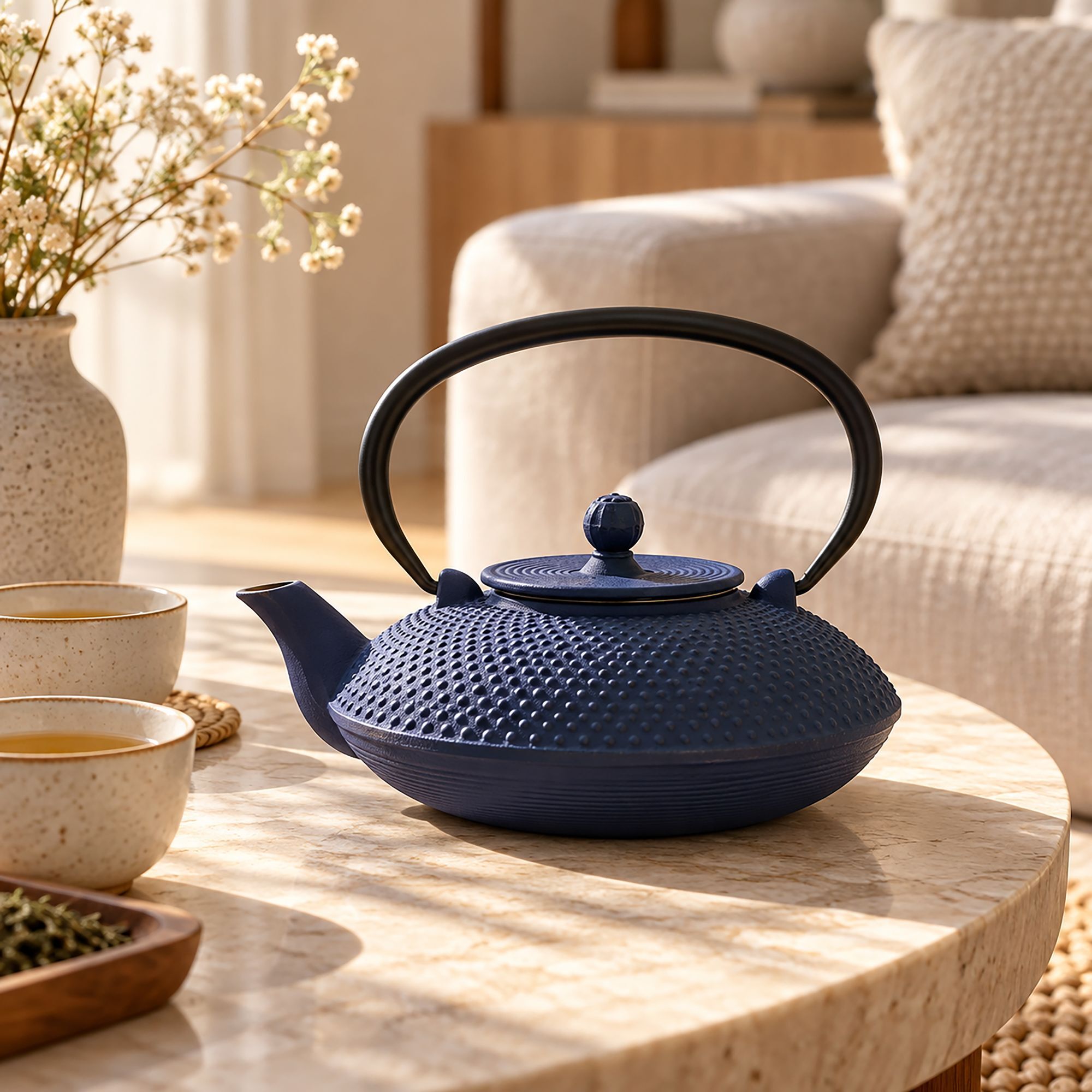 Théière en fonte bleue 0,8L TRESOR D'ASIE