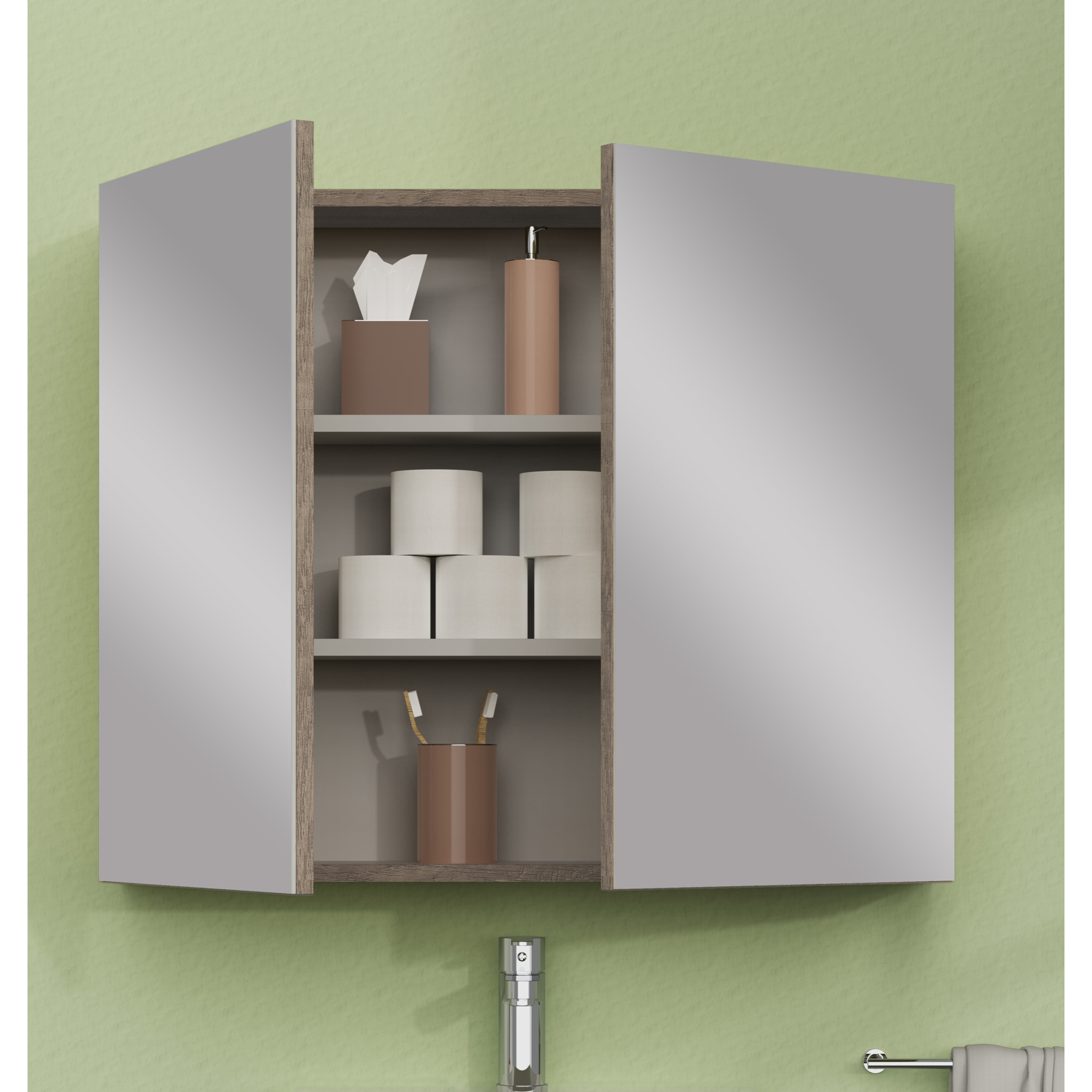 ARMOIRE DE TOILETTE, Alday, 80cm, Bois Nebraska