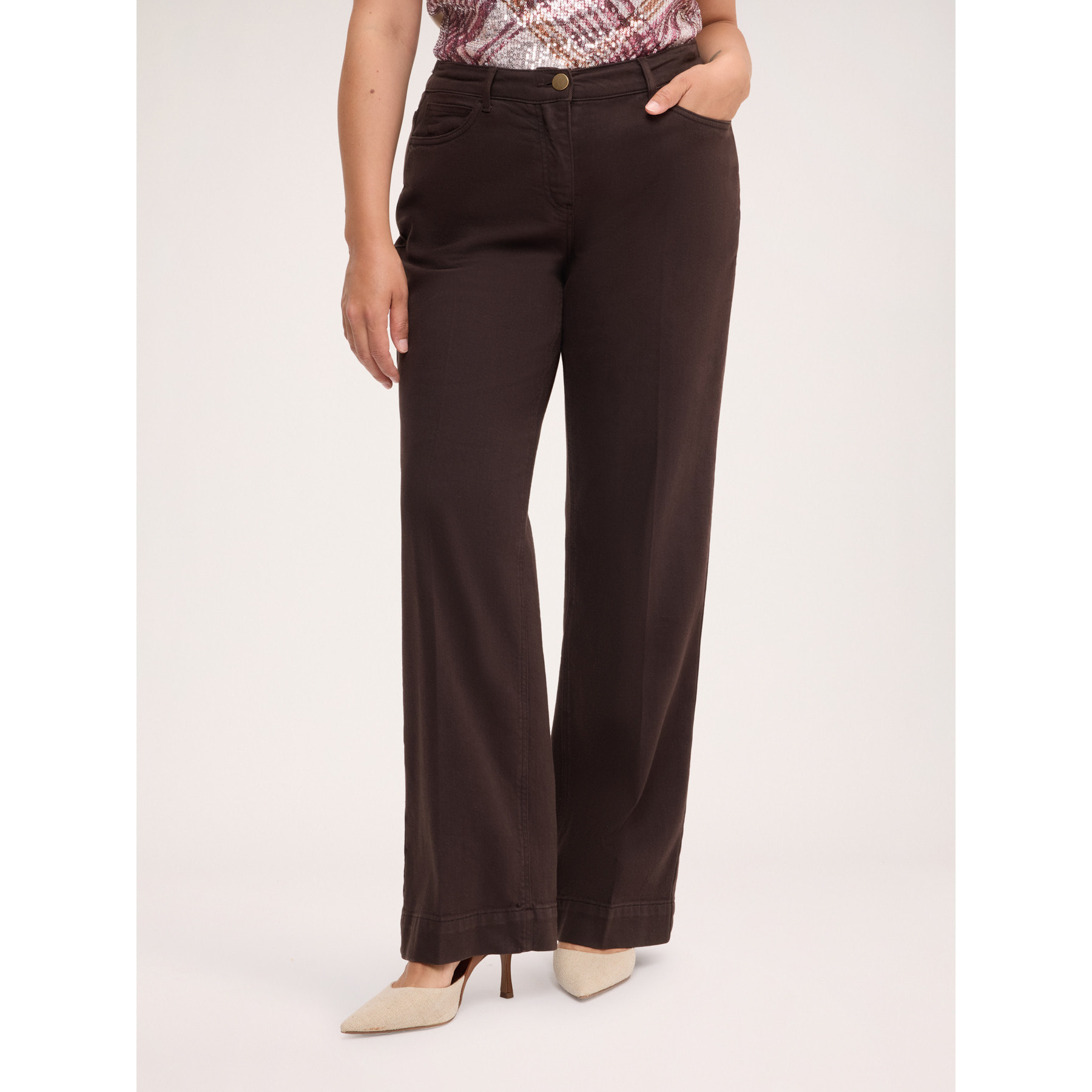 Fiorella Rubino - Pantaloni Flare in cotone stretch - Marrone
