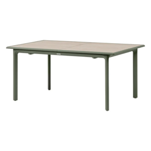 Table de jardin "Dilors" effet bois lin & vert laurier 10 places en aluminium