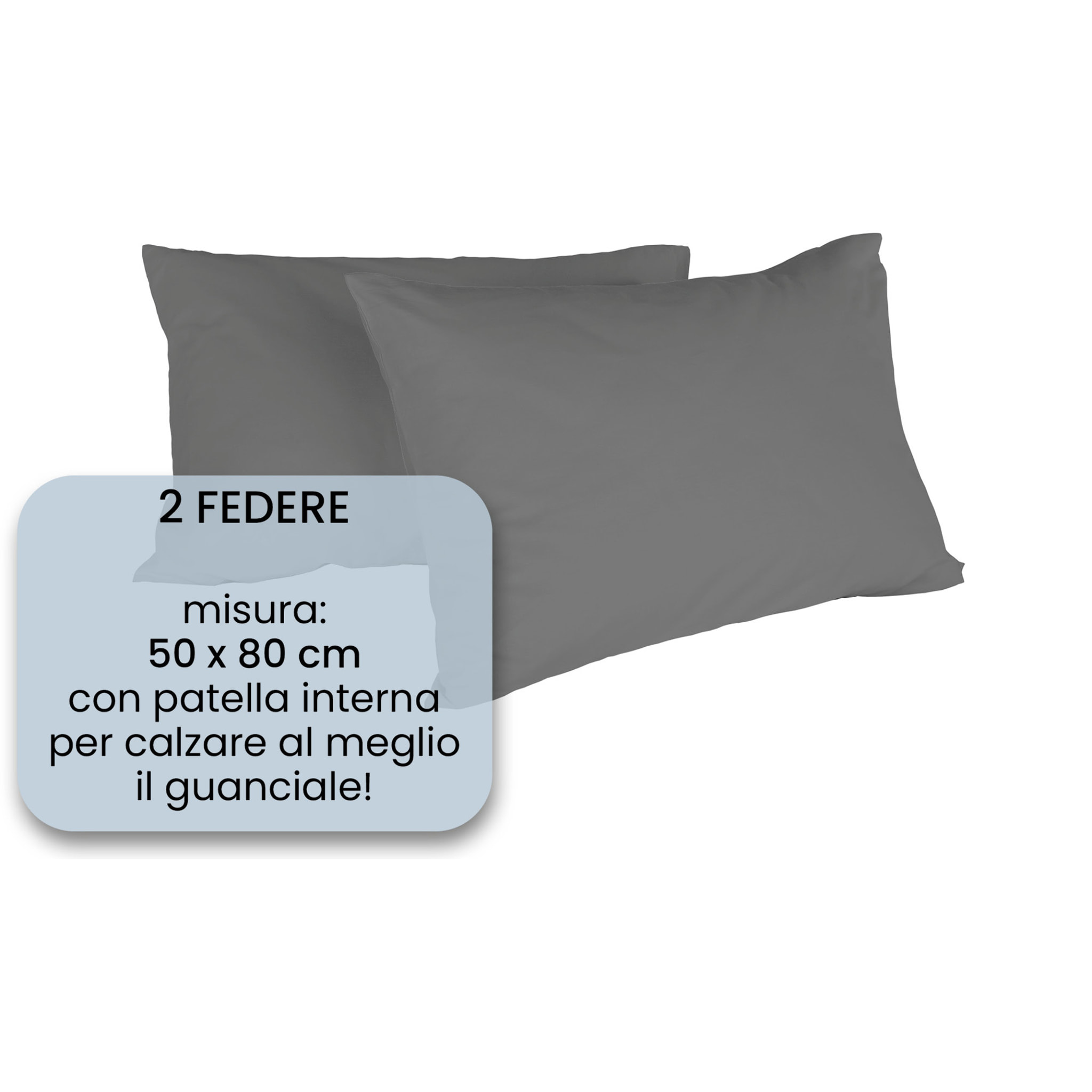 COPPIA FEDERE MAX COLOR, 100% Cotone, Made in Italy - FUMO