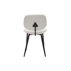 Chaises en tissu effet laine bouclée blanc et métal noir (lot de 2) TOBIAS