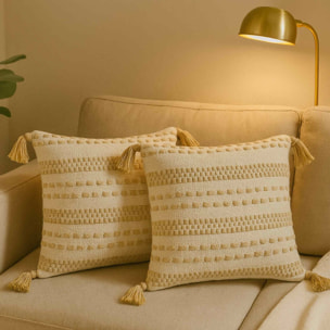 Cojín de Yute y Algodón Natural con Relleno Tessel de 400gr - Tamaño 45x45cm