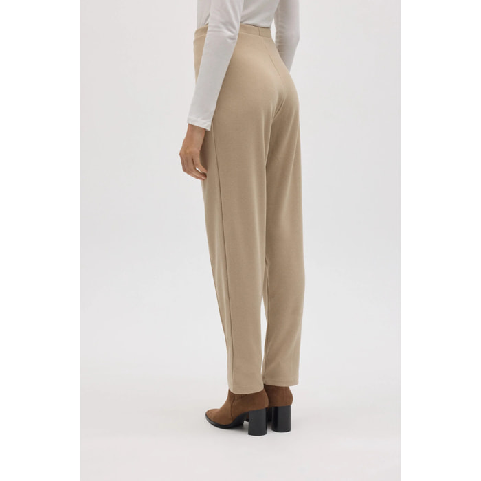 Pantaloni effetto velluto a coste beige