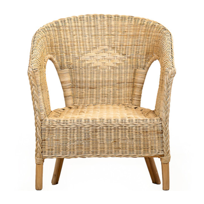 Fauteuil de jardin pour enfant en rotin naturel tressé - VIVIA