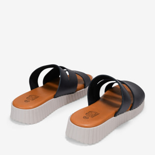 Sandalias con cuña plomo destalonadas