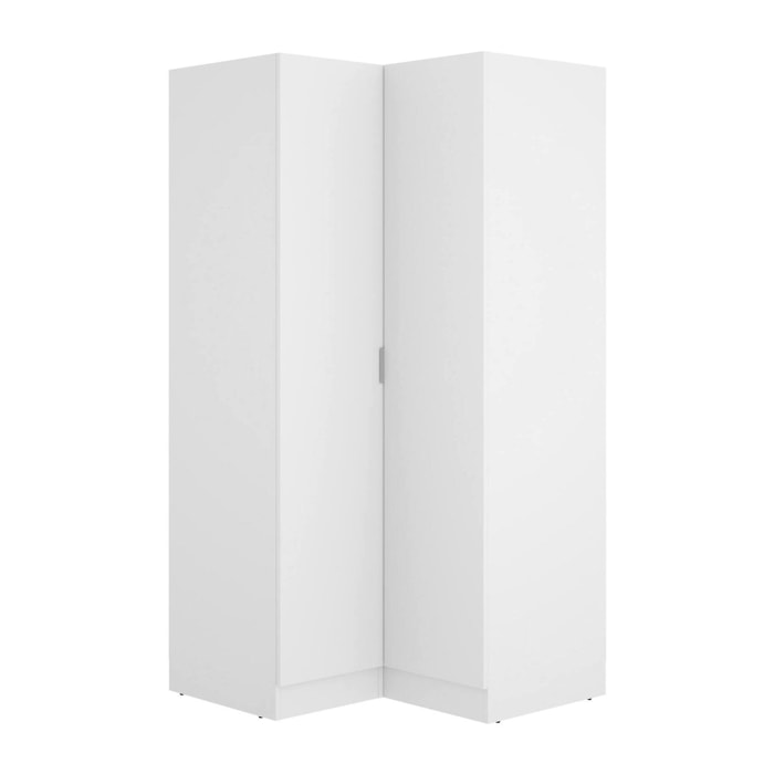 Guardaroba 2 ante Aser, Mobile angolare per camera da letto, Armadio appendiabiti ad angolo, 91x93h184 cm, Bianco