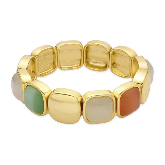 Pulsera con Ojo de Gato Multicolor acabado oro 18k