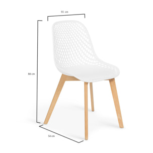 Chaises Maëlle assise ajourée et pieds bois - Mix color - Gris, noir, bleu, blanc