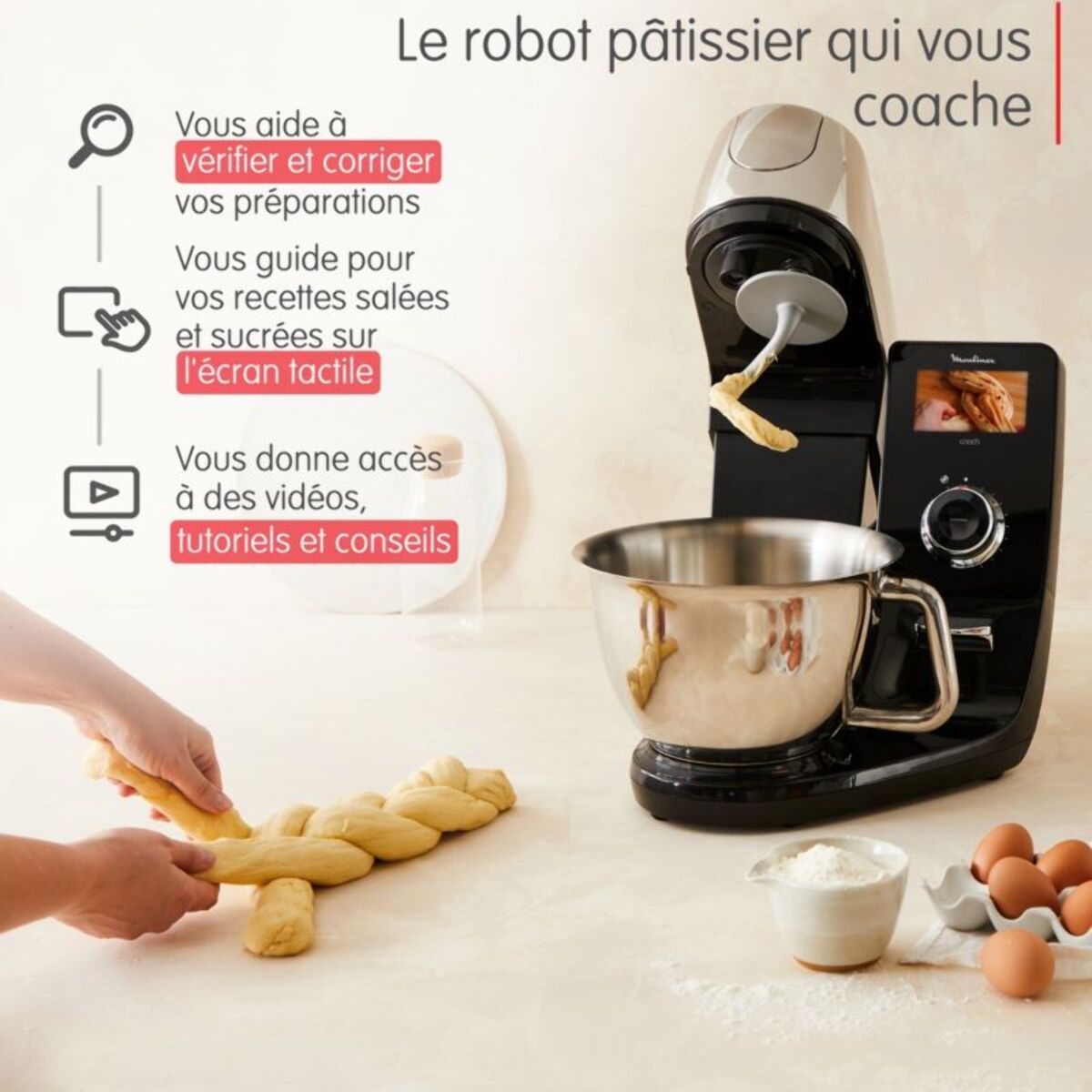 Robot pâtissier MOULINEX QA951810 i-coach touch balance connectée