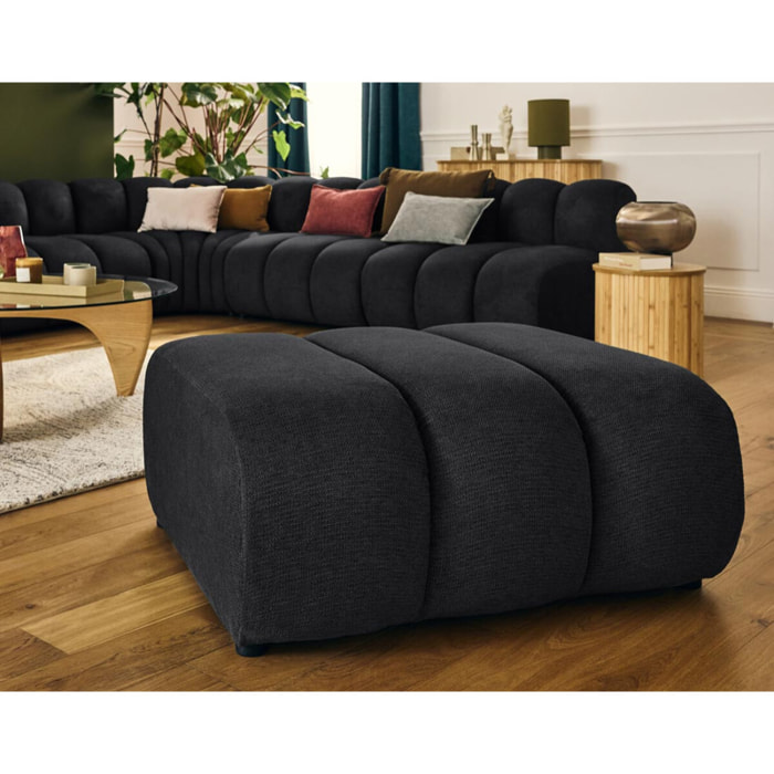 Debbie - pouf en tissu texturé - Noir
