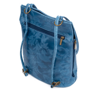 Archi borsa a spalla donna. Pelle autentica finitura scamosciata incisa fiori.