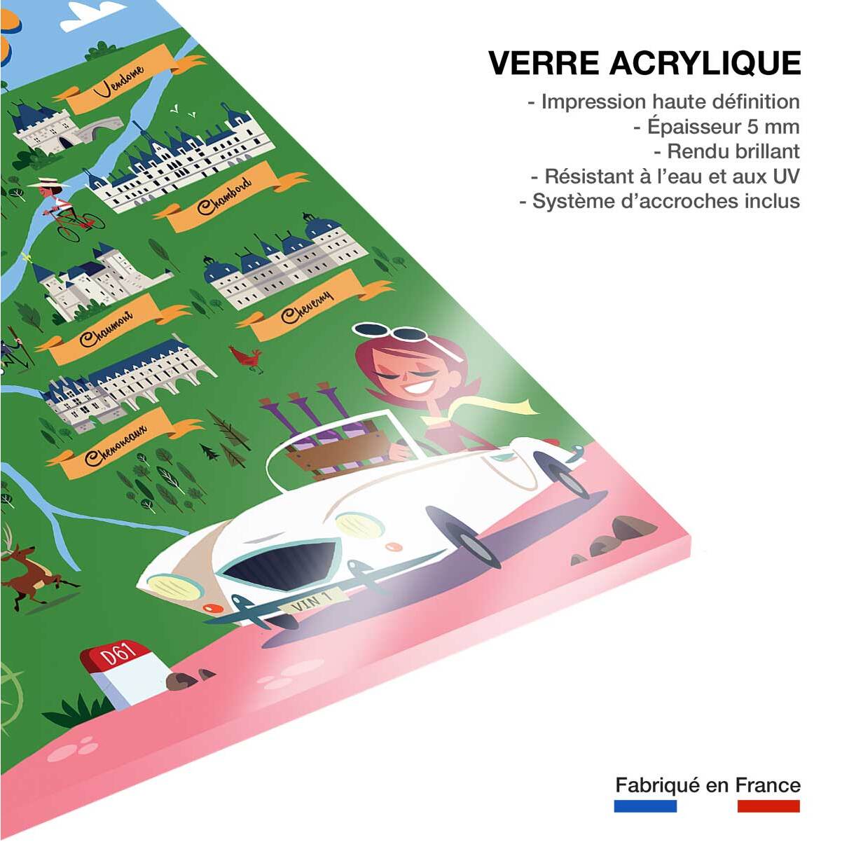 Tableau sur la route des chateaux de la loire Tableau plexiglas