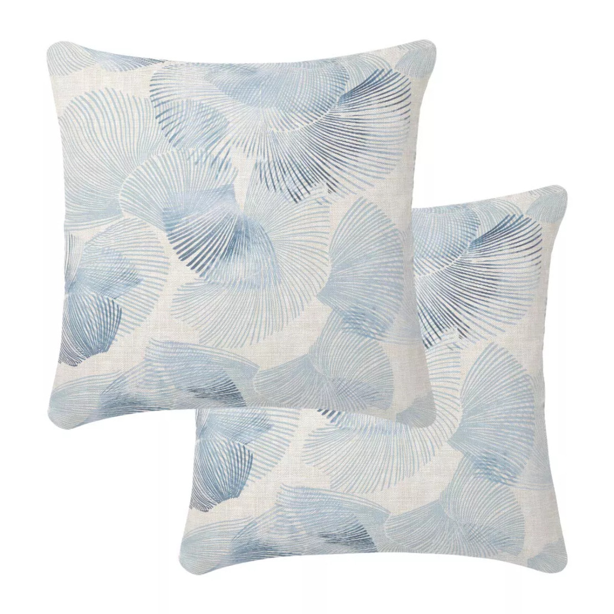 Taie d'oreiller lin & coton lavé 130 g/m² imprimé beige bleu Vagues indigo