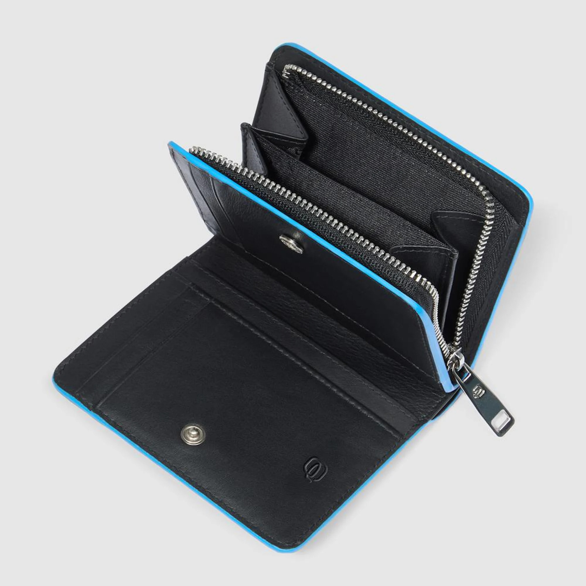 Piquadro Portafogli da piccolo in pelle con porta monete, porta carte di credito e protezione RFID