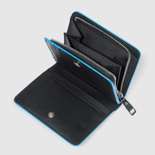 Piquadro Portafogli da piccolo in pelle con porta monete, porta carte di credito e protezione RFID