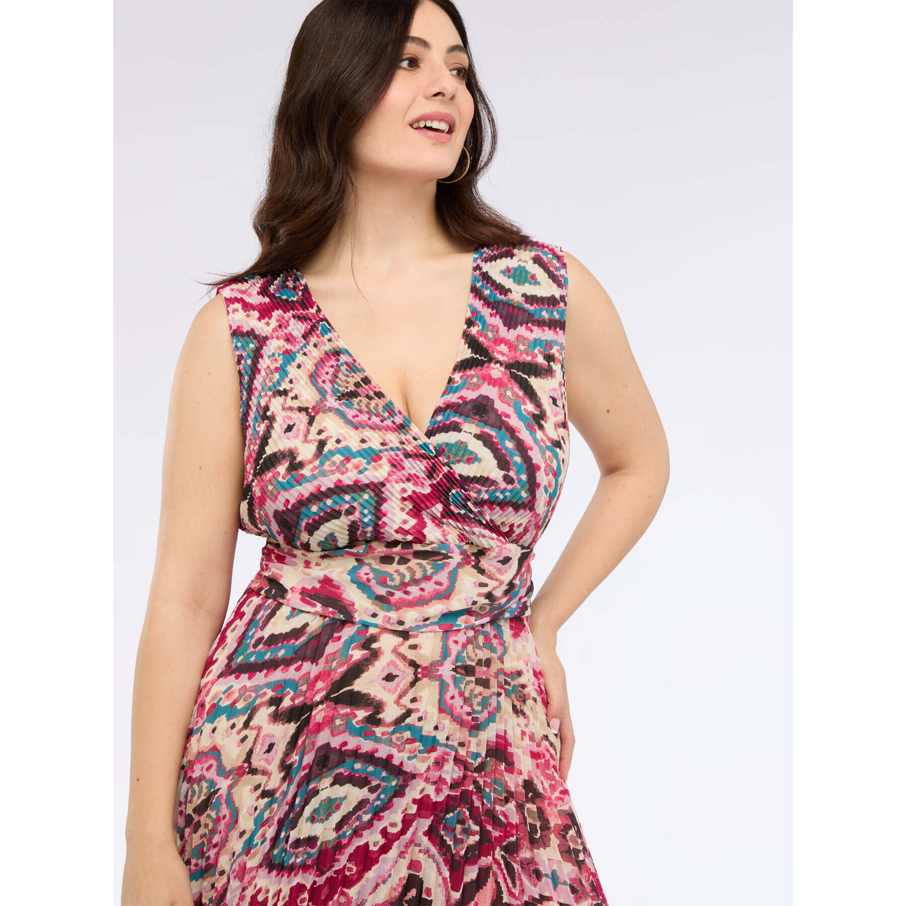 Fiorella Rubino - Vestito lungo stampato plissé - Bordeaux