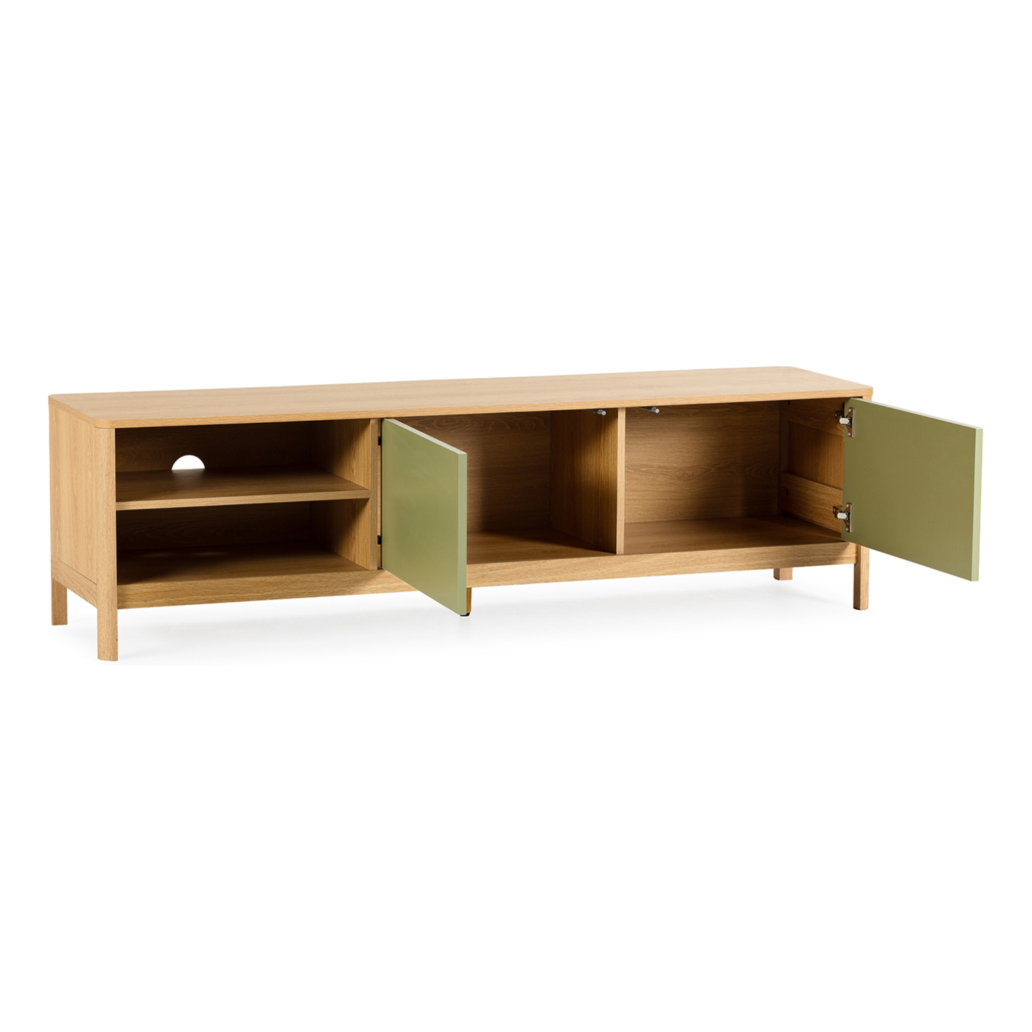 Mueble Tv Nassau 2 puertas efecto Roble/Verde