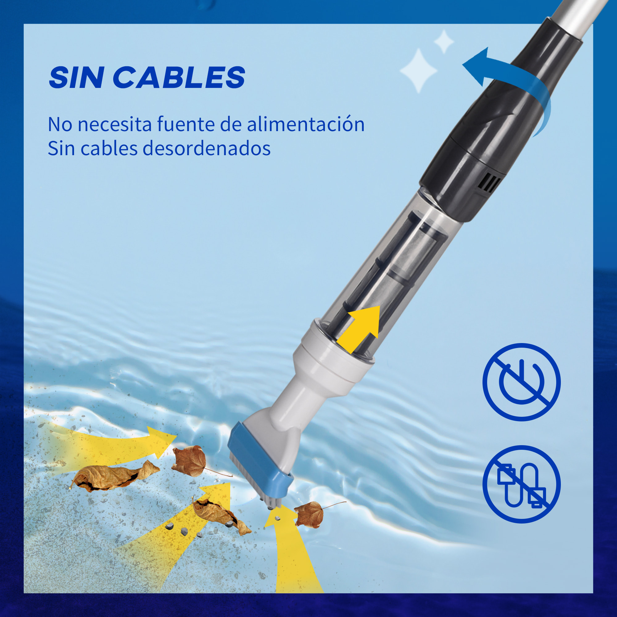 Limpiafondos Eléctrico para Piscinas de Aluminio Aspirador de Piscina Manual con Poste Telescópico de 3 Secciones para Estanques Ø6x162 cm Multicolor