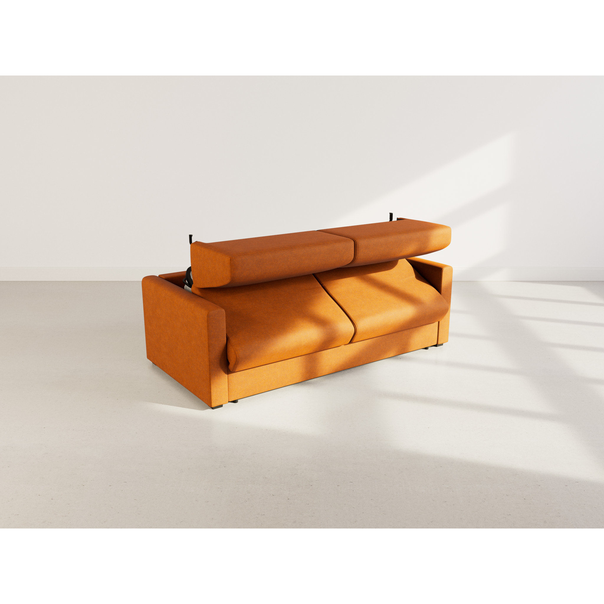 Julia - canapé lit 3 places convertible express couchage quotidien 140 cm matelas 18 cm en tissu - Rouille