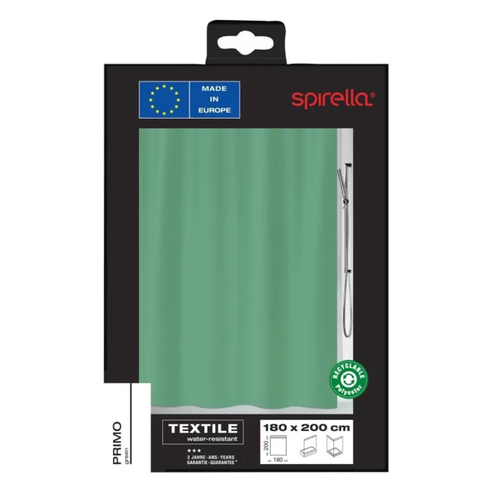 Rideau de douche Polyester PRIMO 180x200cm Vert Spirella