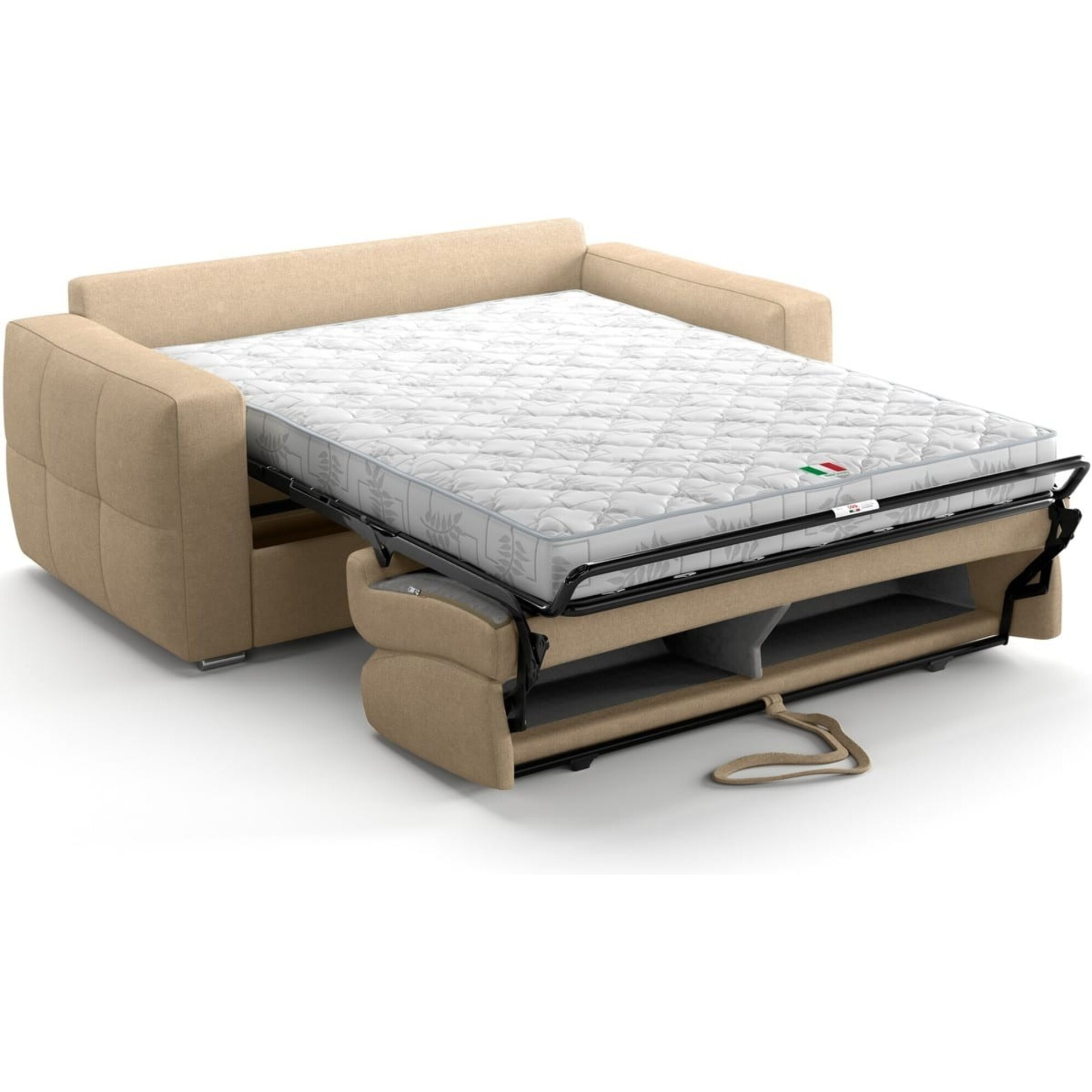 Canapé capitonné convertible 3 places en tissu chenille - ouverture express - CASSIAN