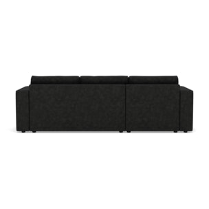 Topaze - canapé d'angle réversible 4 places convertible avec coffre en simili - Noir