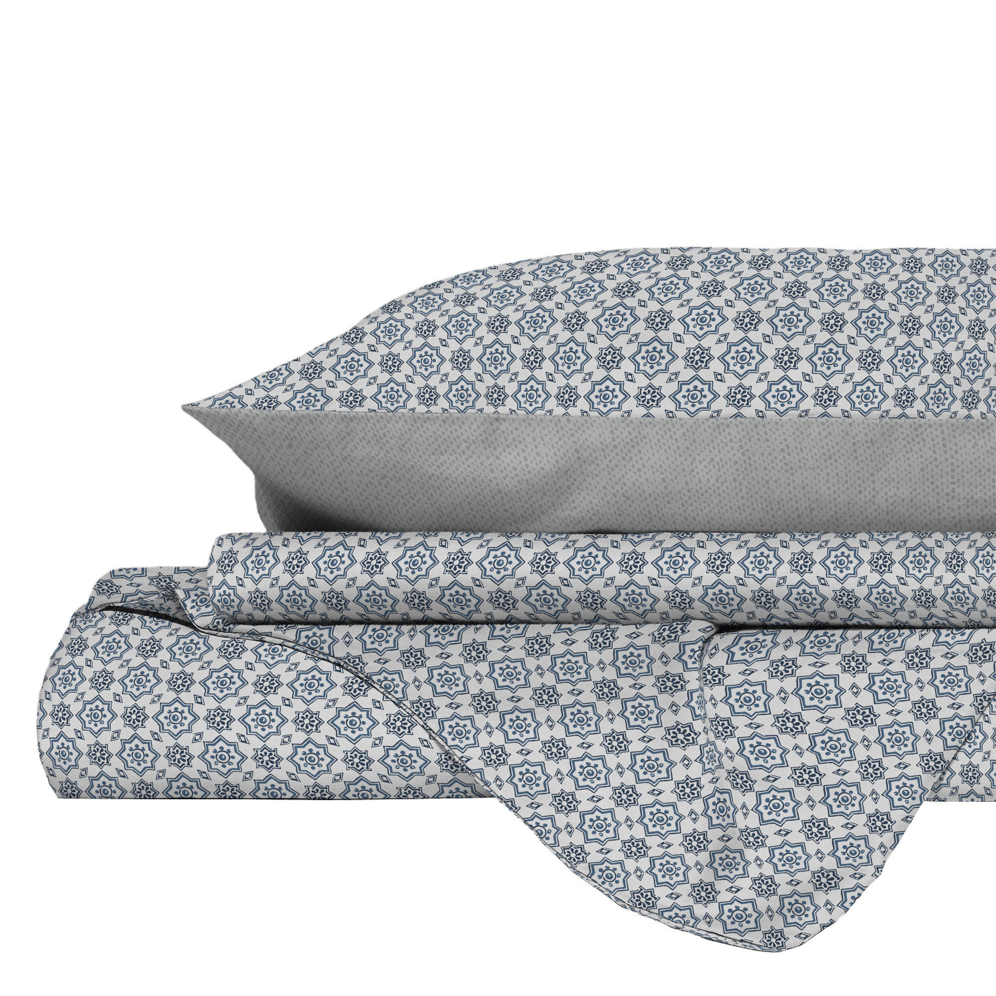 PARURE COPRIPIUMINO PRINTED COLORS, 100% Cotone, Made in Italy - FLOYD BLU